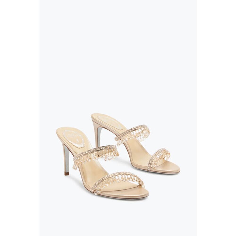 Rene Caovilla Satin Strass Chandelier Dual-Band Sandals - Size 41